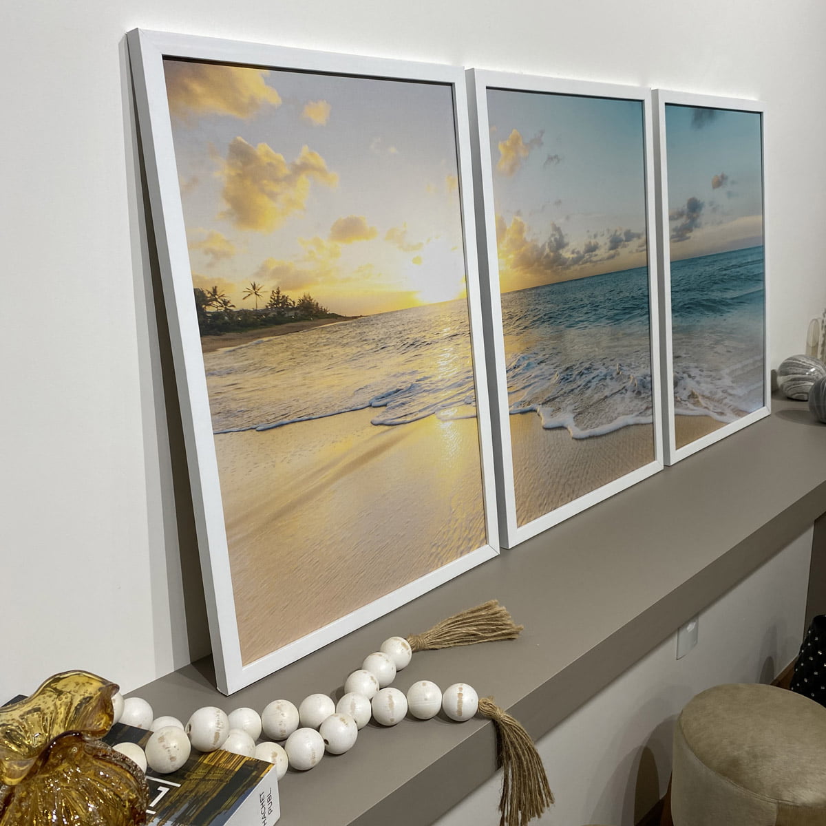 Conjunto De Quadros Decorativos Mar Nascer Do Sol