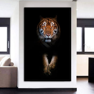 Quadro Decorativo Tigre Siberiano Colorido Sala